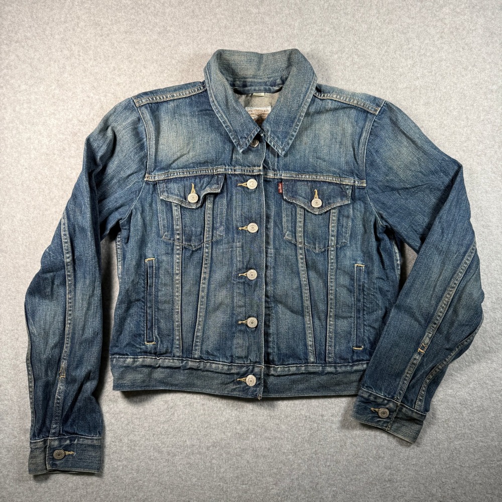 Levi's Denim Jacket Women's Large Blue Trucker Button Front Classic Jean Coat